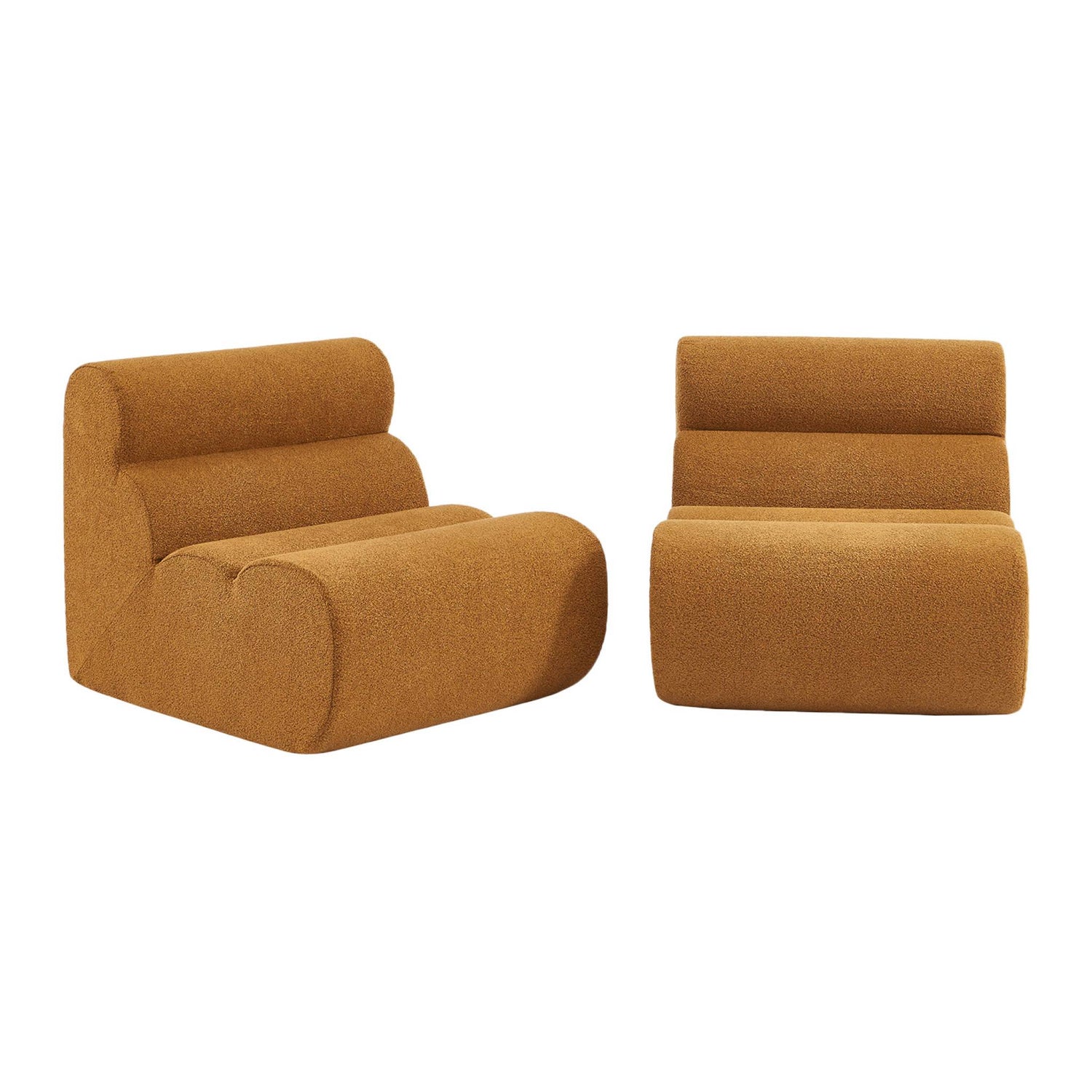 sweeek - Stoffen fauteuils getextureerde bouclé 1 zitplaats (set van