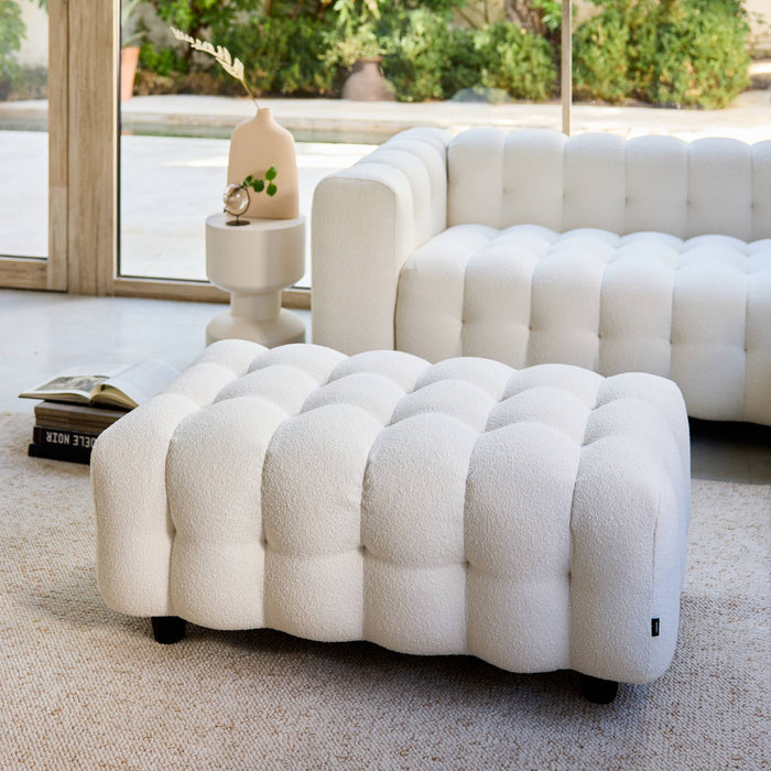 sweeek - Poef, bouclé voetenbankje voor 3-zits hoekbank Leon