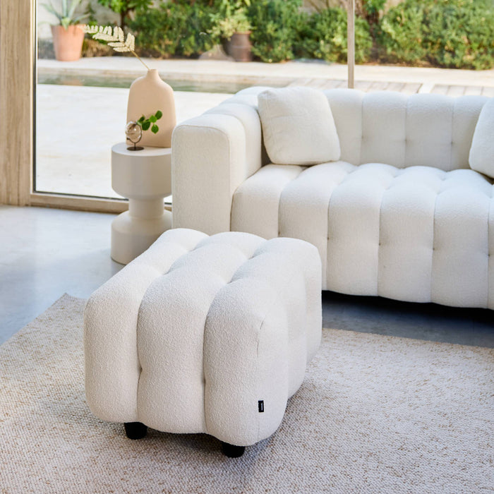 sweeek - Poef, bouclé voetenbankje voor 2-zitsbank Leon