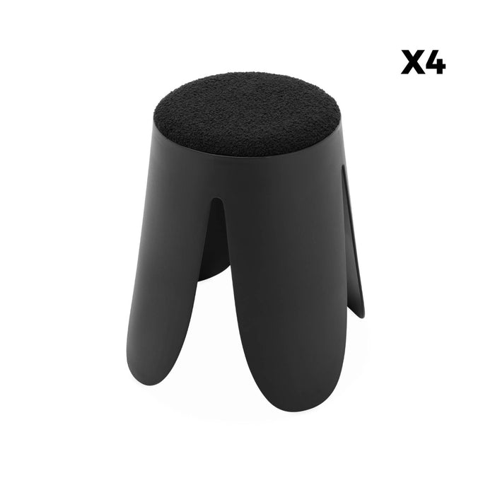 sweeek - Set van 4 stapelkrukken in boucléstof