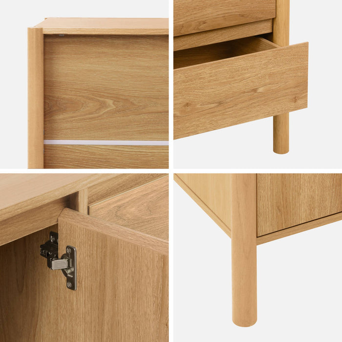 sweeek - Dressoir houteffect 2 deuren 3 laden 150cm