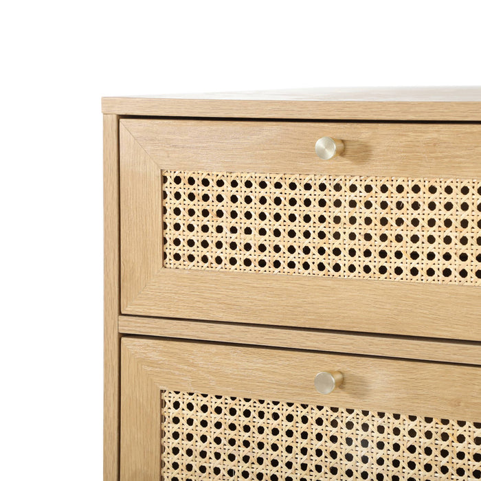 sweeek - Ladekast houteffect en vlechtwerk 3 laden