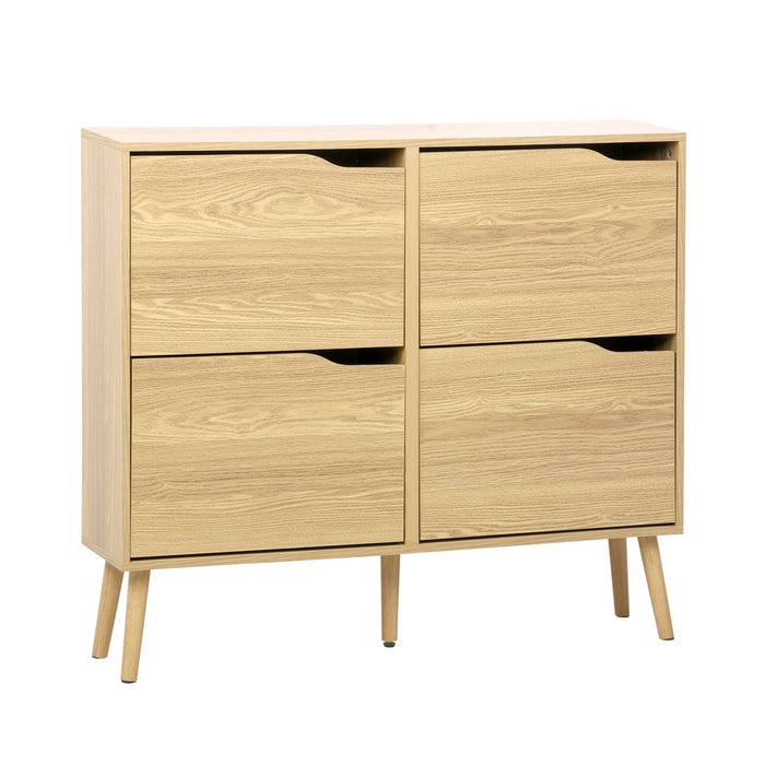 sweeek - Schoenenkast houteffect 4 lades voor 16 paar schoenen