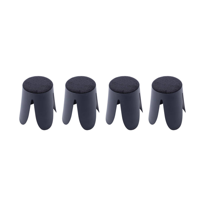 sweeek - Set van 4 stapelkrukken in boucléstof