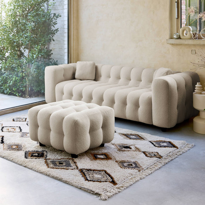 sweeek - Poef, bouclé voetenbankje voor 3-zitsbank Leon