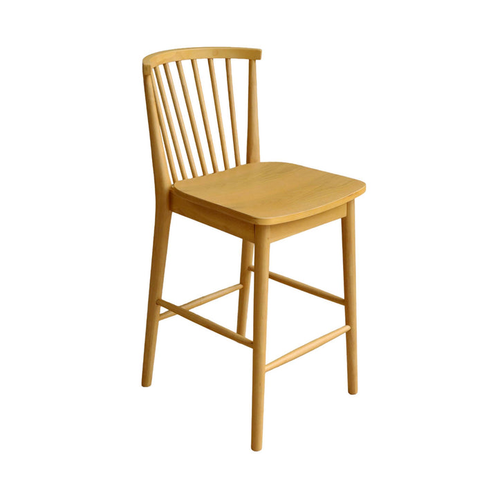 sweeek - Rubberhouten barstoel met spijlen (set van 2)