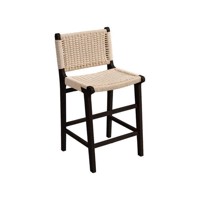 sweeek - Barstoelen van rubberhout en zitting met gevlochten touw (set