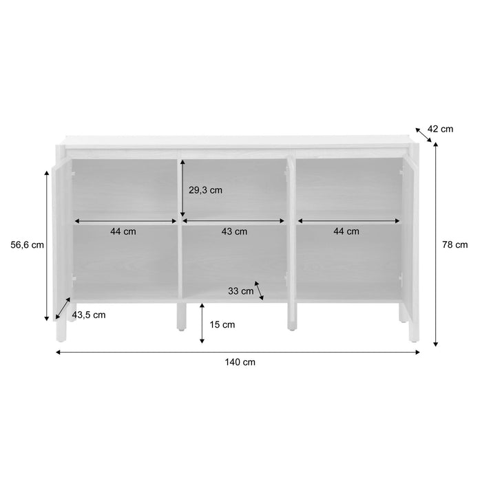 sweeek - Dressoir houteffect 3 deuren 140cm