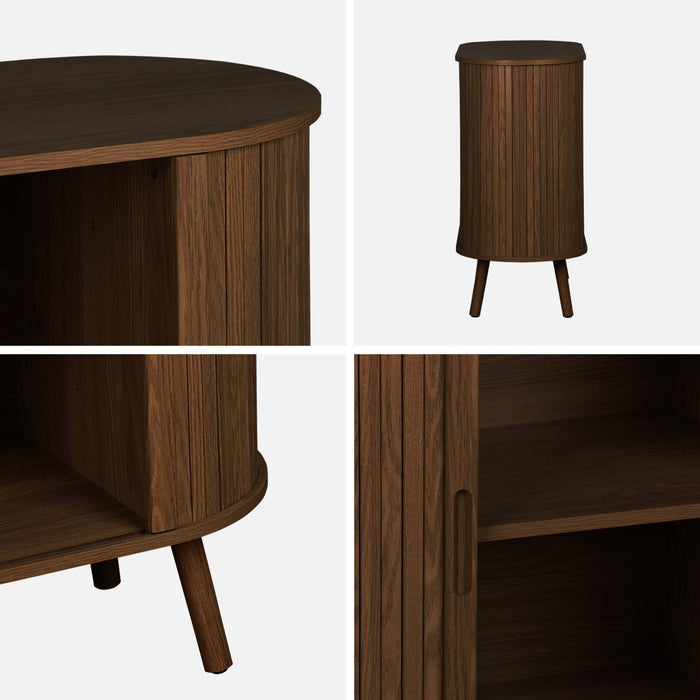 sweeek - Scandinavisch dressoir houteffect gegroefd 2 schuifdeuren