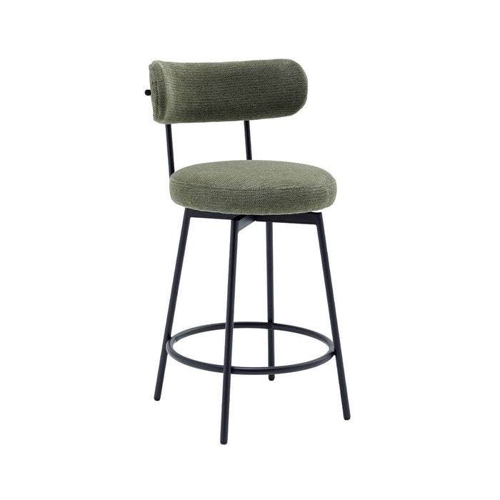 sweeek - Barstoel draaibare zitting metaal en stof (set van 2)