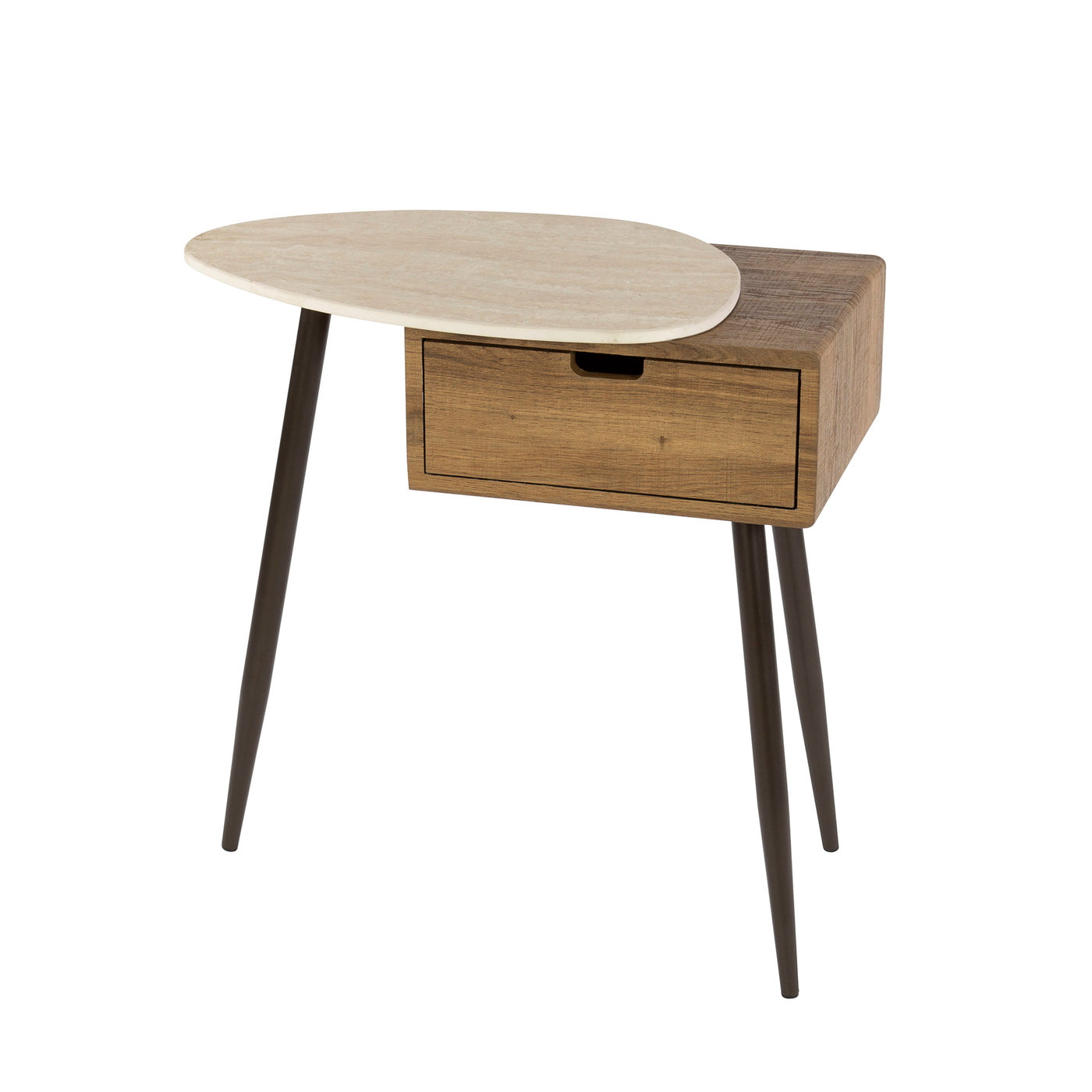 Giga Meubel - Nachtkastje Hout|Travertin - 60cm - Travino Links