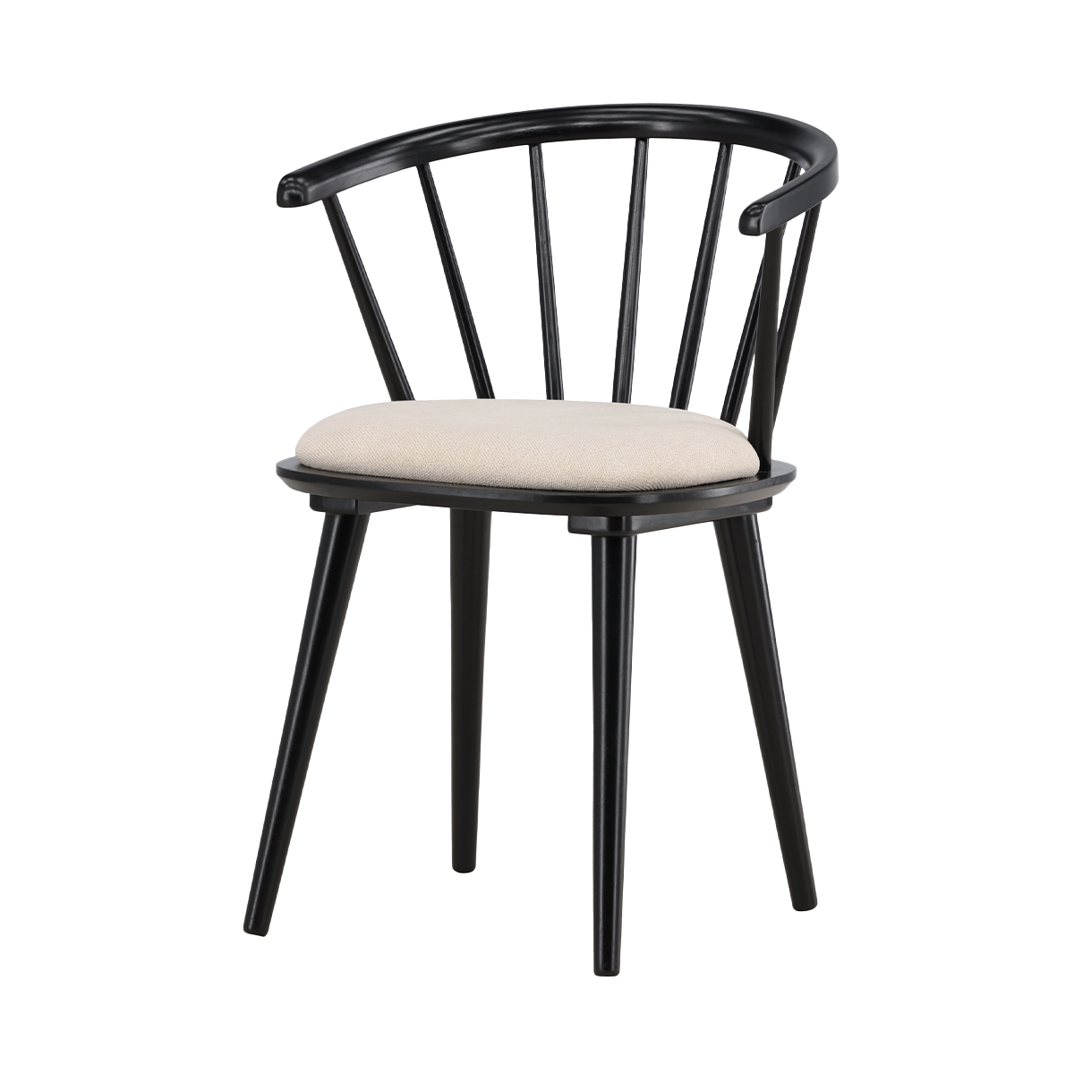 Nest living Paco Houten Eetkamerstoel Vast Zitkussen - Zwart