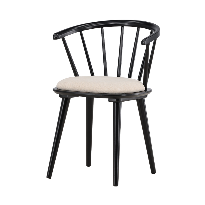 Nest living Paco Houten Eetkamerstoel Vast Zitkussen - Zwart