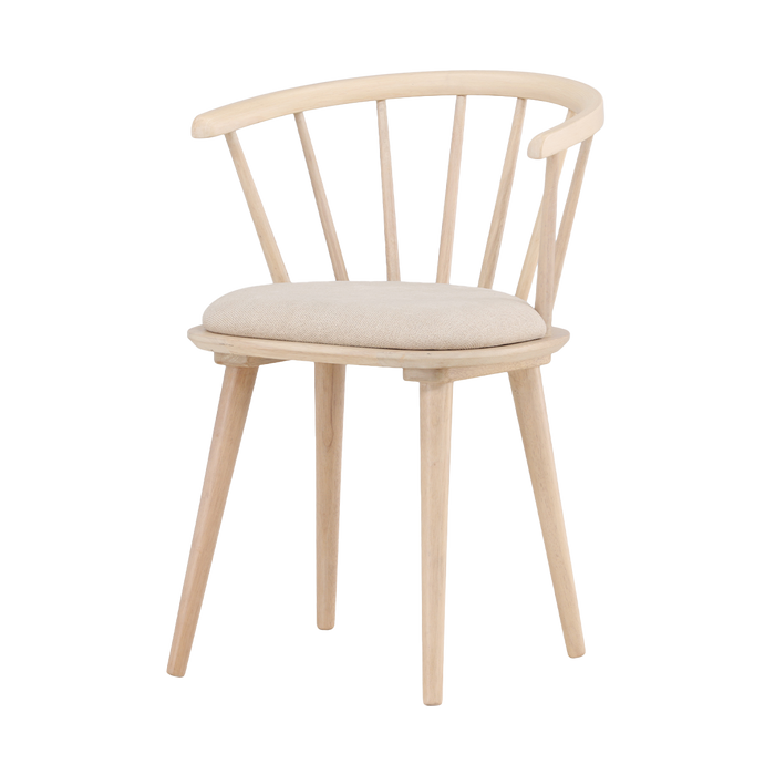 Nest living Paco Houten Eetkamerstoel Vast Zitkussen - whitewash