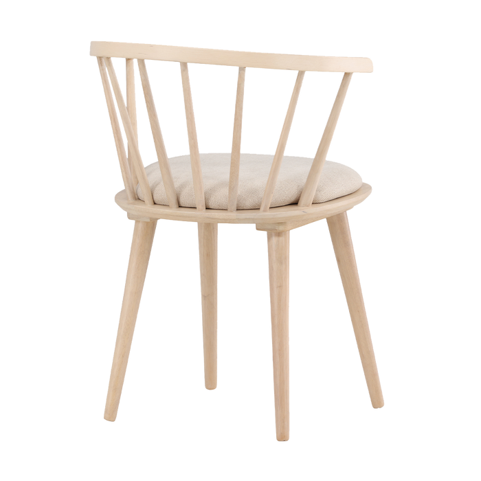 Nest living Paco Houten Eetkamerstoel Vast Zitkussen - whitewash