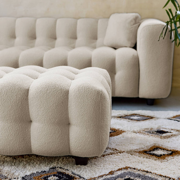 sweeek - Poef, bouclé voetenbankje voor 3-zitsbank Leon