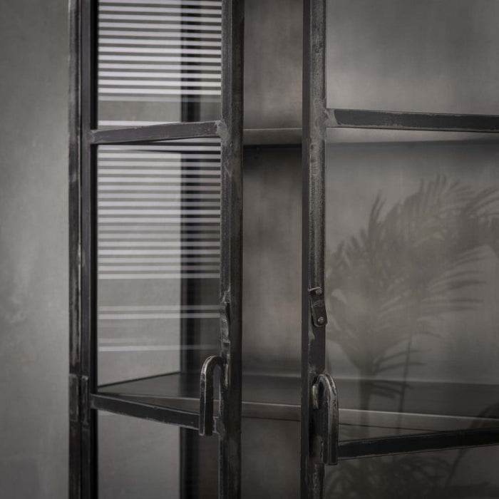 Giga Meubel - Vitrinekast Zwart Metaal - 2-Deurs - 90x40x190cm - Rift