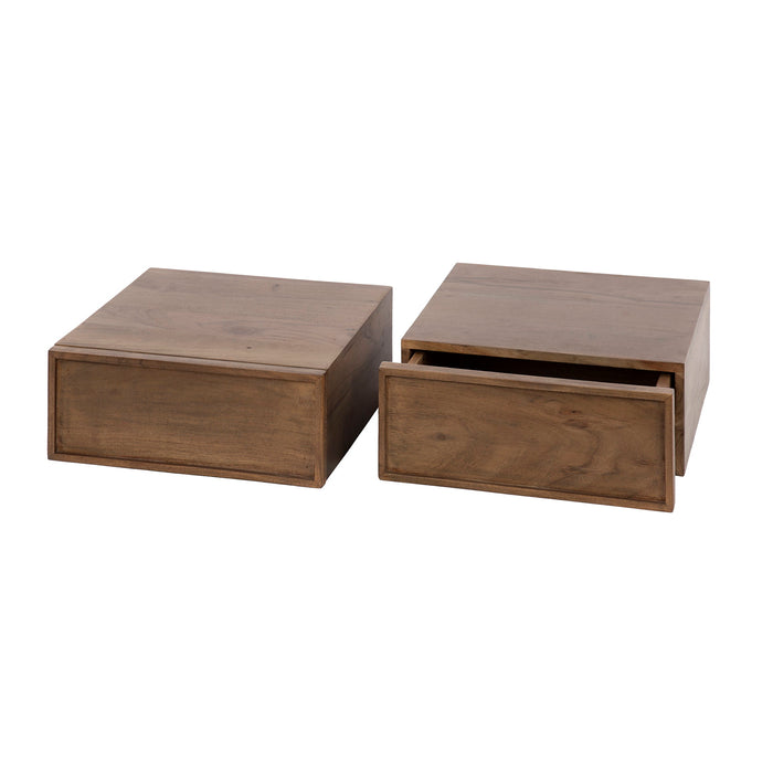 Giga Meubel - Nachtkastje Bruin Hout - 35x35x14cm - Frame