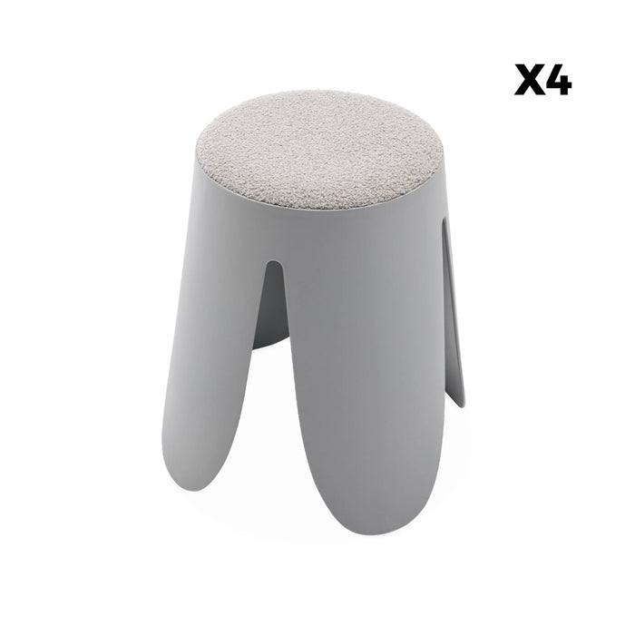 sweeek - Set van 4 stapelkrukken in boucléstof