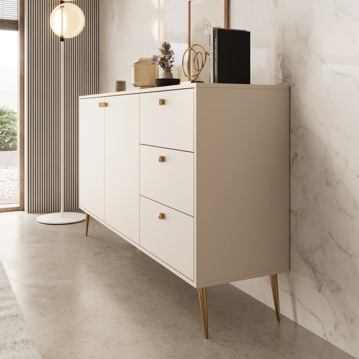 Meubella - Reunion - Dressoir - Beige - 156x41x89 cm