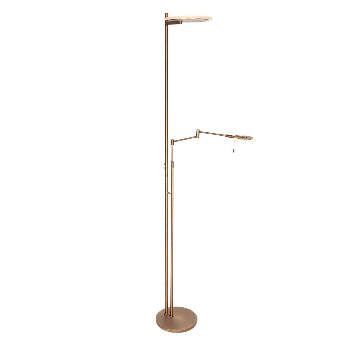 Steinhauer - Vloerlamp Brons Metaal - 187cm - Turound met Leesarm