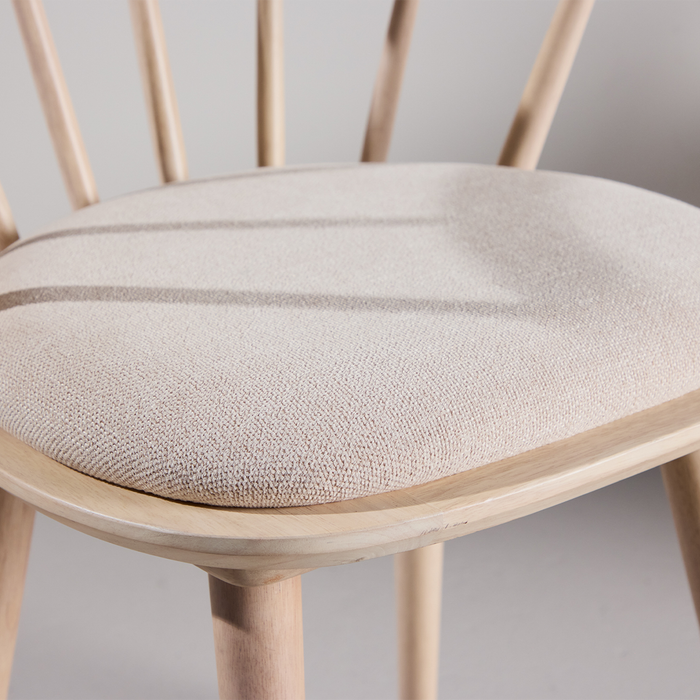 Nest living Paco Houten Eetkamerstoel Vast Zitkussen - whitewash