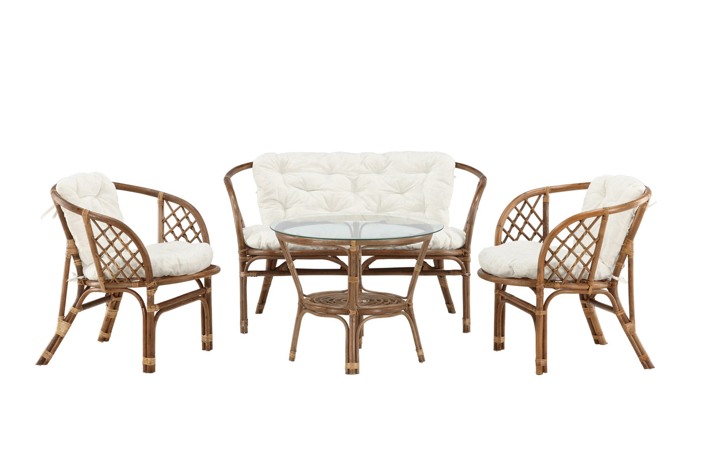 Fjôrd - Loungeset Off White|Bruin Rotan - 68x115x71cm - Wera