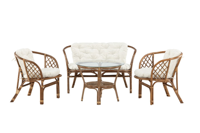 Fjôrd - Loungeset Off White|Bruin Rotan - 68x115x71cm - Wera