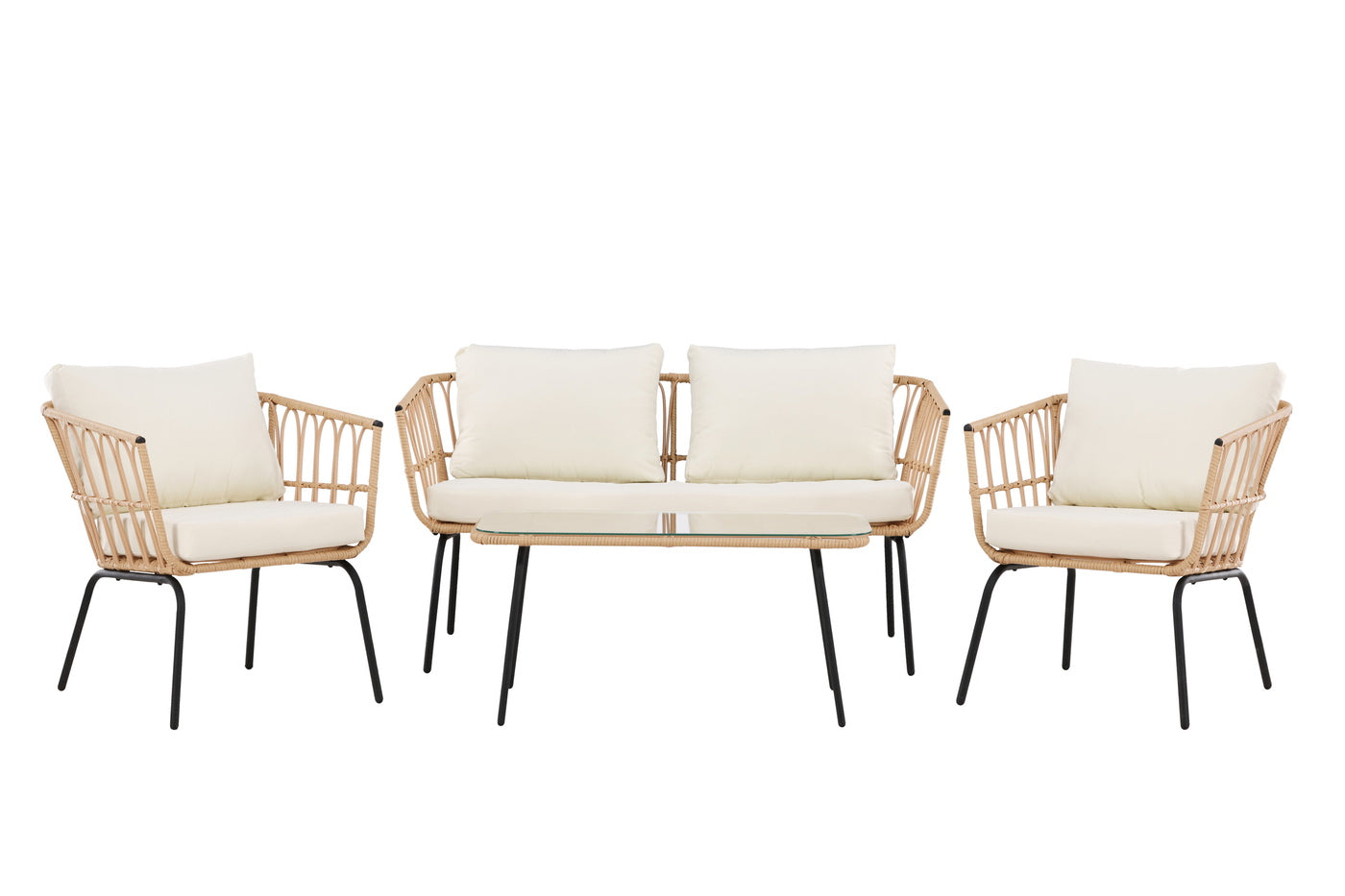 Fjôrd - Loungeset Naturel|Zwart Rotan - 72x142x72cm - Ortigia