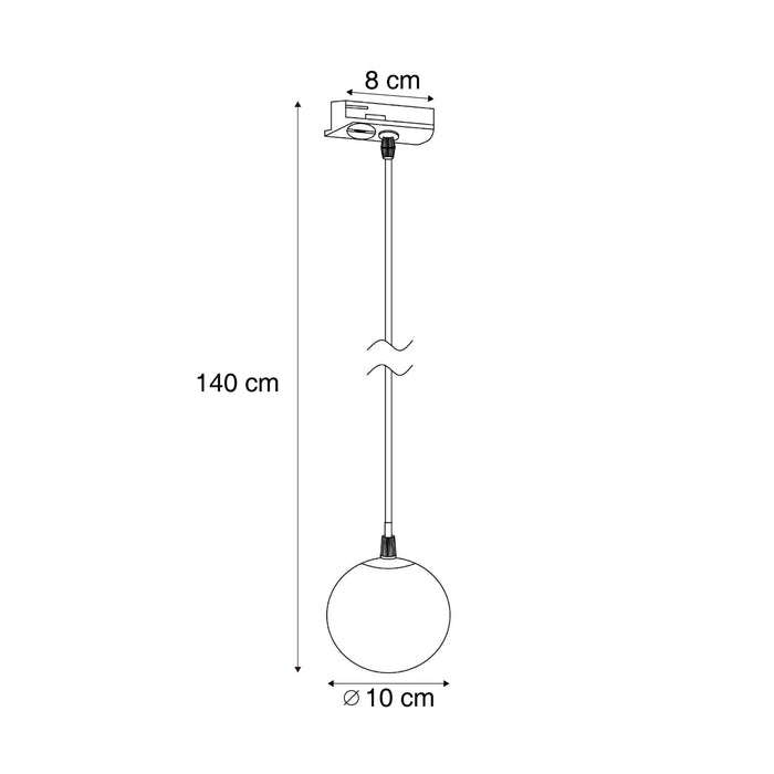 QAZQA Moderne hanglamp zwart met wit glas voor railsysteem 1-fase -