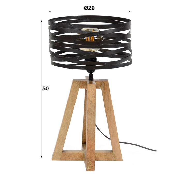 Giga Meubel - Tafellamp Hout - 1-Lichts - 29x29x50cm - Twist