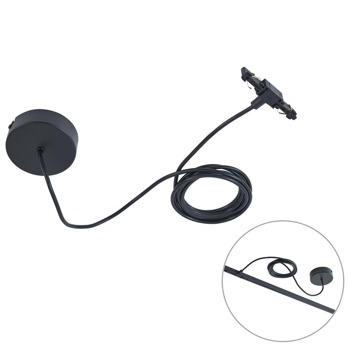 QAZQA Voeding met ronde bevestigingsplaat voor 1-fase rail zwart -