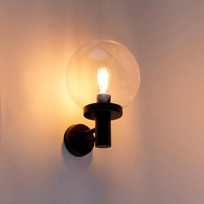 QAZQA Buiten wandlamp zwart met kunststof IP44 RVS - Sfera