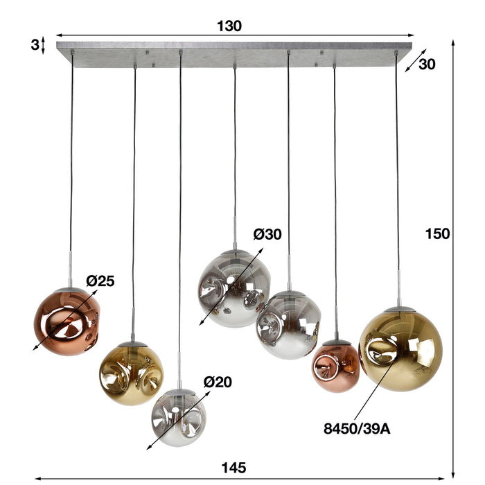 Giga Meubel - Hanglamp Zilver - 7-Lichts - Stellar