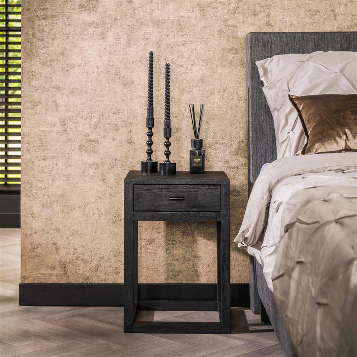 Giga Meubel - Nachtkastje Zwart Acaciahout - 35x35x50cm - Black