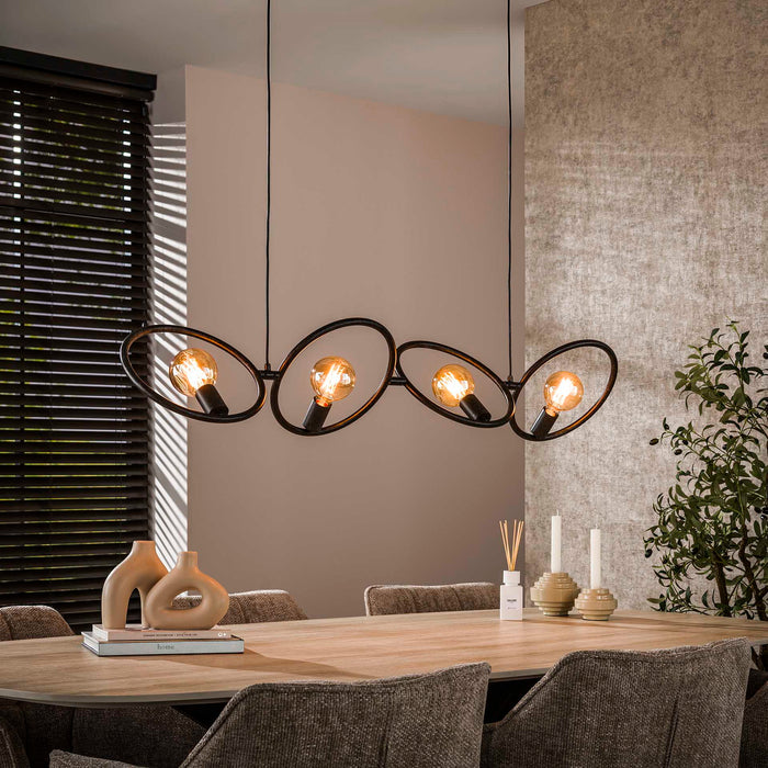 Giga Meubel - Hanglamp Zwart - 4-Lichts - 30x130x150cm - Loop