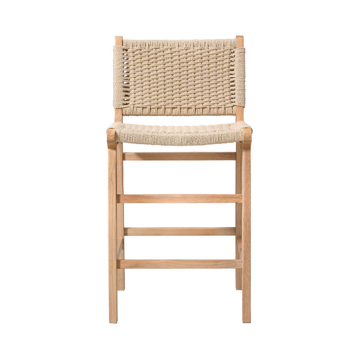 sweeek - Barstoelen van rubberhout en zitting met gevlochten touw (set