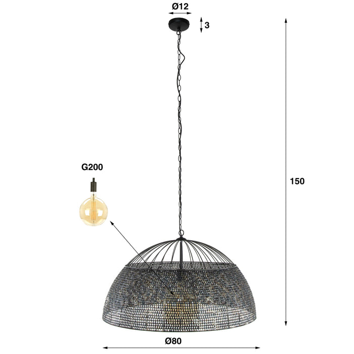 Giga Meubel - Hanglamp Zwart|Bruin - 1-Lichts - Ø80x80cm - Armor