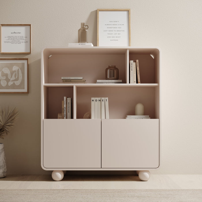 Meubella - Anobo - Boekenkast - Beige - 108x39x121 cm