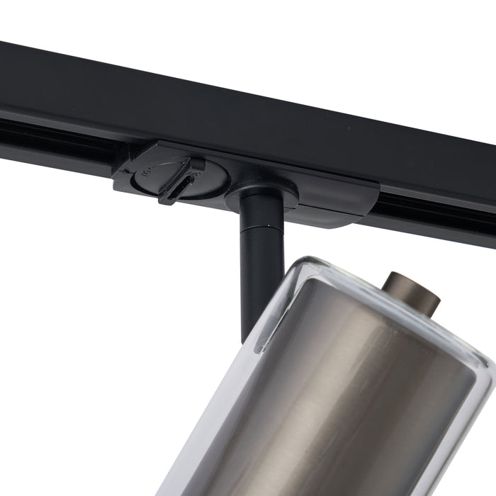 QAZQA Moderne spot gunmetal met helder glas voor railsysteem 1-fase -