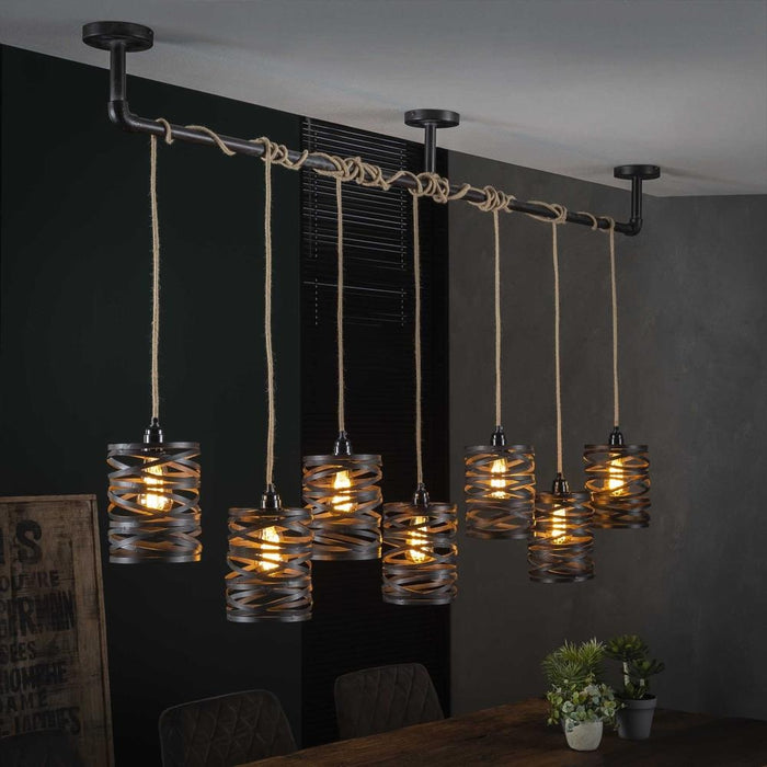 Giga Meubel - Hanglamp Zwart - 7-Lichts - Twist