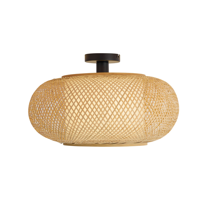 QAZQA Japandi plafondlamp bamboe met witte binnenkant - Liva