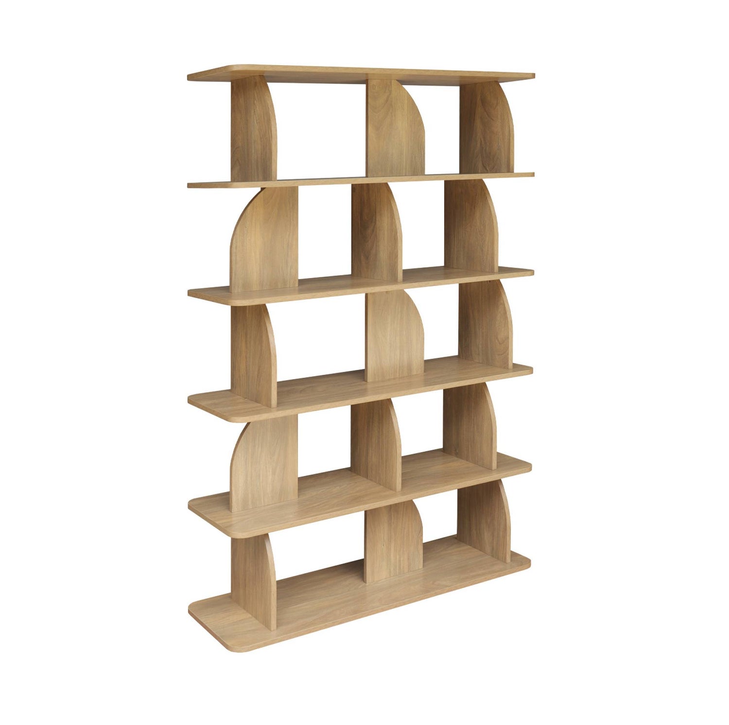 sweeek - Boekenkast open vakken houteffect 5 niveaus