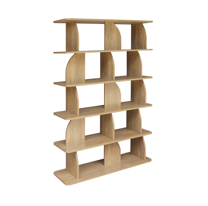 sweeek - Boekenkast open vakken houteffect 5 niveaus