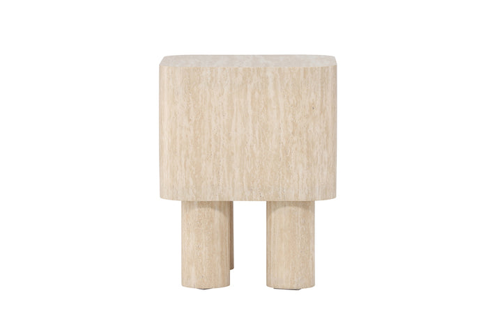 Fjôrd - Bijzettafel Vierkant - Travertinlook - 40cm - Klirou