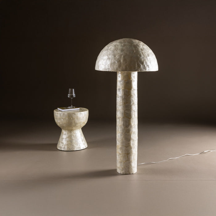 Fjôrd - Vloerlamp Lichtgrijs Schelpen - 55x55x120cm - Lindön