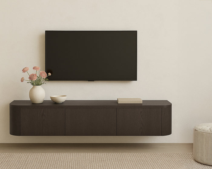 Livingfurn - TV-Meubel Novero Espresso Zwevend - 35x180x33cm