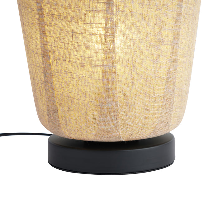 QAZQA Japandi tafellamp zwart met beige linnen kap 21.5cm - Nami