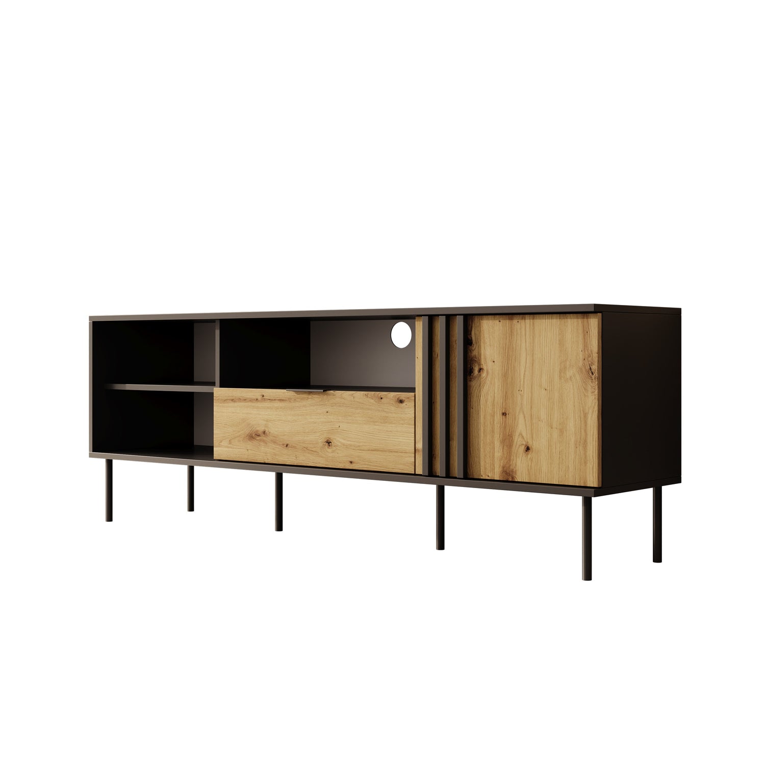 Meubella - Rogan - TV-Meubel - Zwart - 160 cm