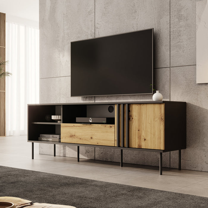 Meubella - Rogan - TV-Meubel - Zwart - 160 cm